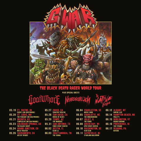 GWAR Announces North American Leg of “The Black Death Rager World Tour”
