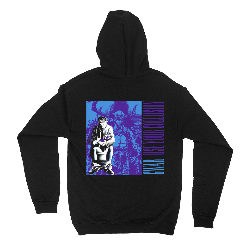 Blue and yellow collusion hoodie Clearance